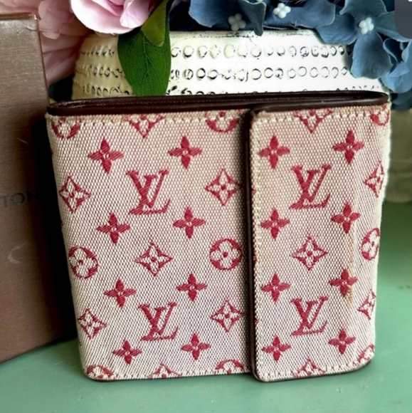 Louis Vuitton NWOT UNIQUE Mini Lin Pinkish Red Bifold Wallet FULL INCLUSION - Picture 2 of 13